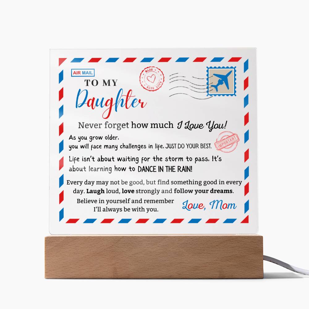 Daughter Gift from Mom | Letter to Daughter from Mother Sign, Christmas Gift for Her, Birthday Gift for Teen Girl, Moving Away & Travel Gift