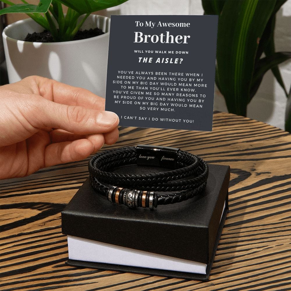 Walk Down the Aisle Gift for Brother | Men's Bracelet, Will You Give Me Away Proposal, Brother of the Bride, Will You Walk Me? Wedding o3