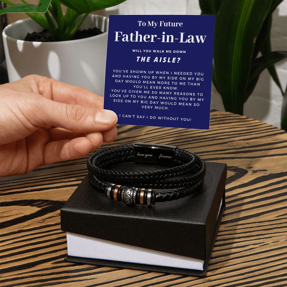 Walk Down the Aisle Gift for Father in Law | Men's Bracelet, Will You Give Me Away Proposal, Father of the Groom, Will You Walk Me? Wedding