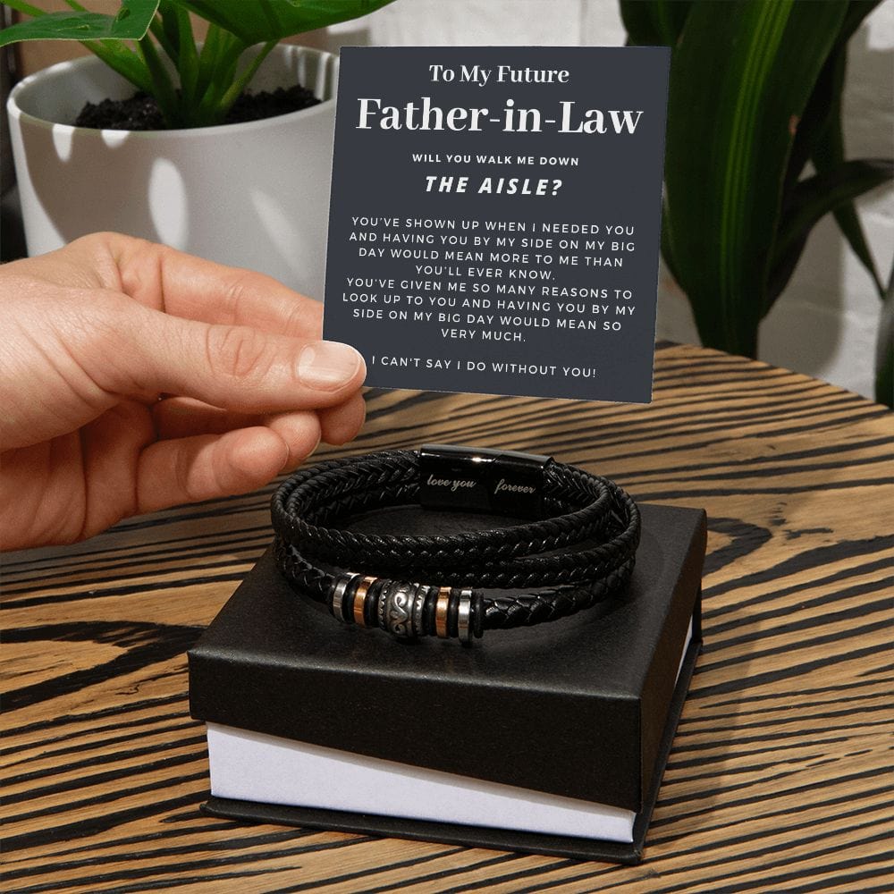 Walk Down the Aisle Gift for Father in Law | Men's Bracelet, Will You Give Me Away Proposal, Father of the Groom, Will You Walk Me? Wedding