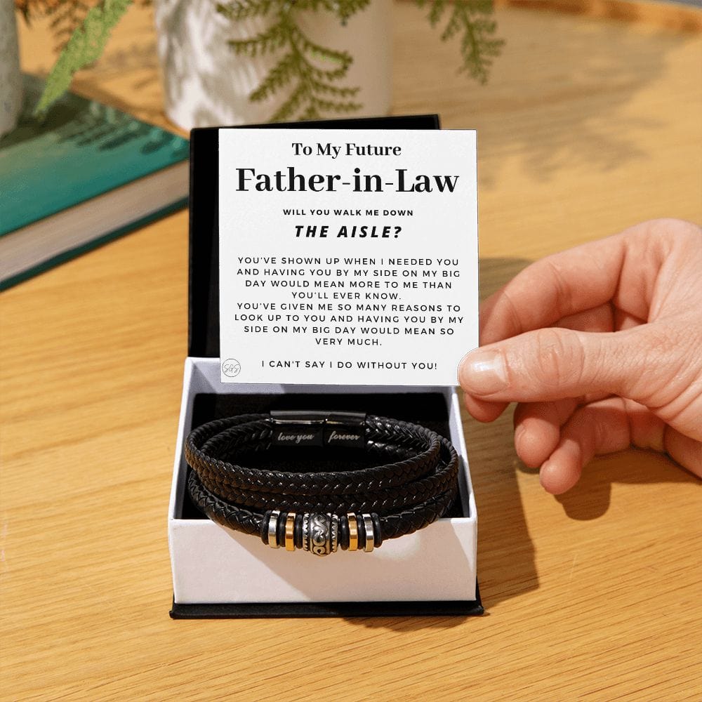 Walk Down the Aisle Gift for Father in Law | Men's Bracelet, Will You Give Me Away Proposal, Father of the Groom, Will You Walk Me? Wedding