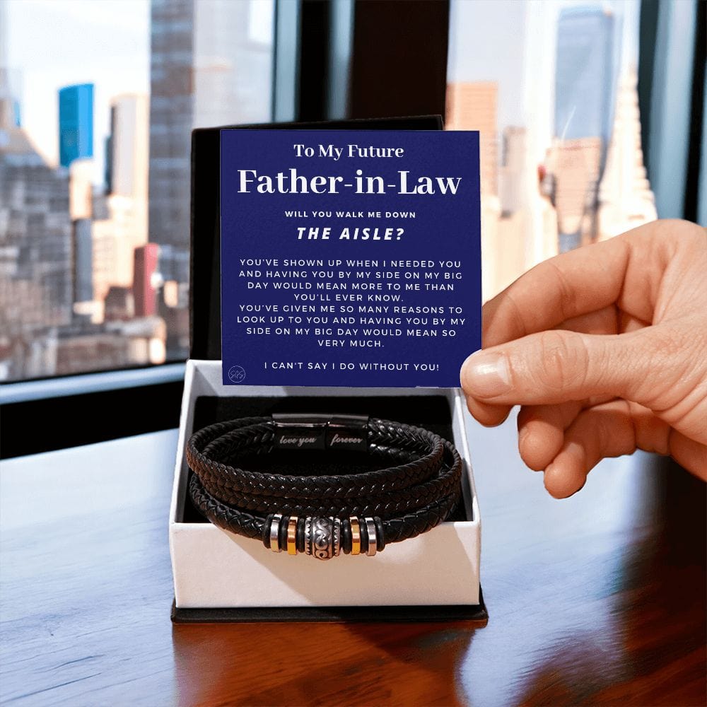 Walk Down the Aisle Gift for Father in Law | Men's Bracelet, Will You Give Me Away Proposal, Father of the Groom, Will You Walk Me? Wedding