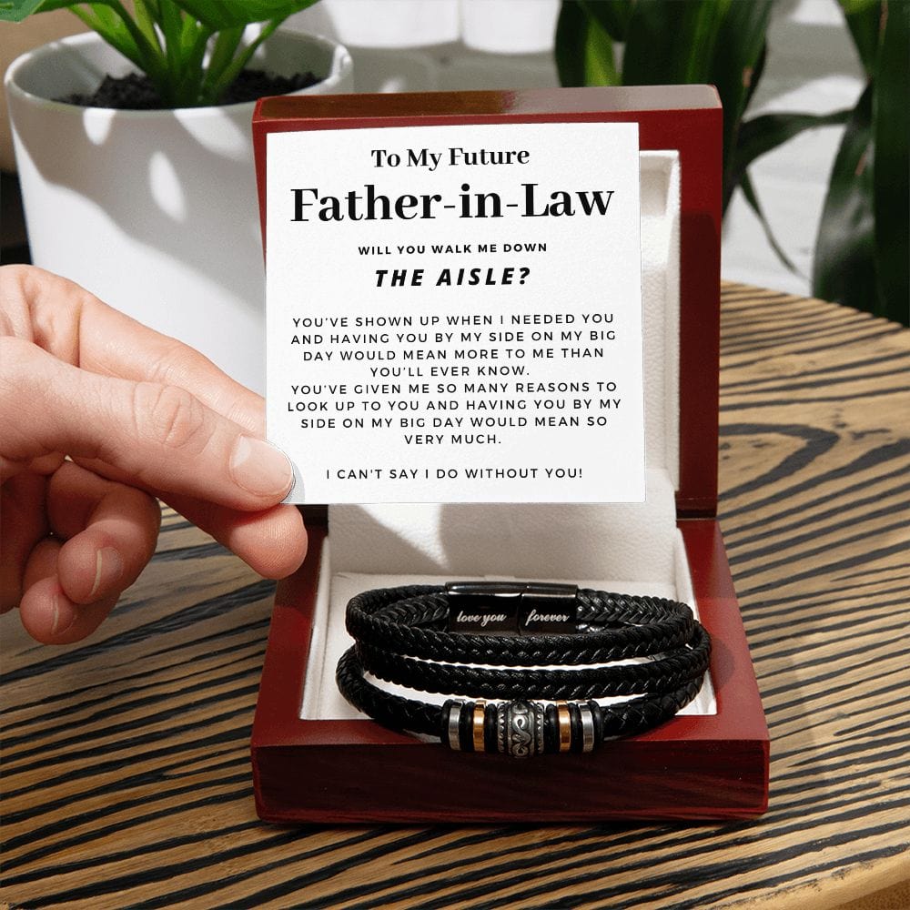 Walk Down the Aisle Gift for Father in Law | Men's Bracelet, Will You Give Me Away Proposal, Father of the Groom, Will You Walk Me? Wedding