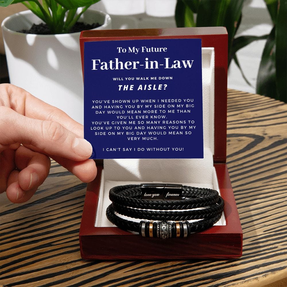 Walk Down the Aisle Gift for Father in Law | Men's Bracelet, Will You Give Me Away Proposal, Father of the Groom, Will You Walk Me? Wedding