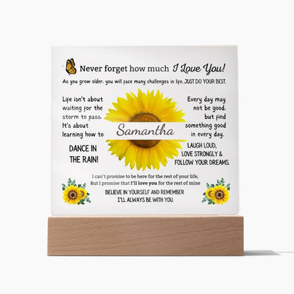 Custom Name Heartfelt Gift for Her - Believe in Yourself, Sunflower Plaque