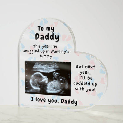 To Daddy, This Year I'm Snuggled In Mommy's Tummy - First Christmas Gift, Custom Ultrasound Present for Dad