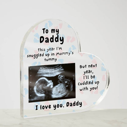 To Daddy, This Year I'm Snuggled In Mommy's Tummy - First Christmas Gift, Custom Ultrasound Present for Dad