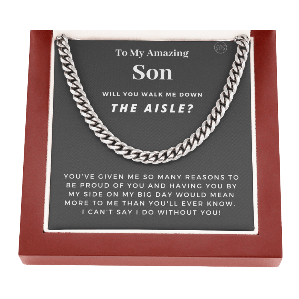 Son, Walk Down the Aisle Gift | Cuban Link Chain, Will You Give Me Away Proposal, Son of the Bride, Will You Walk Me Down the Aisle, Son?