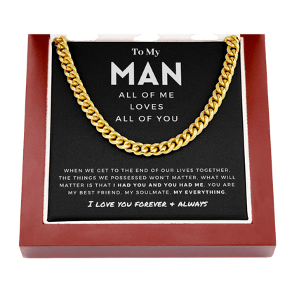 My Man - Better Person - Cuban Link Chain | Anniversary Gift for Husband, for Boyfriend, for Fiancé, Valentine's Day for Him 0128m