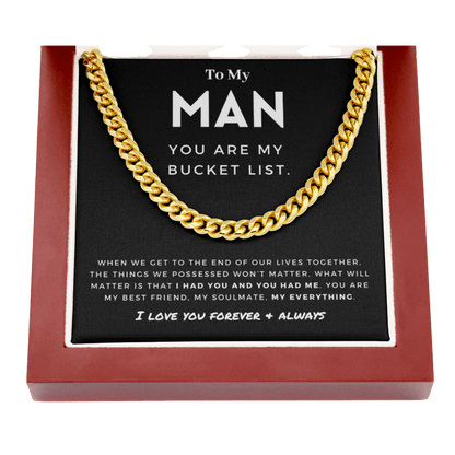 My Man - Better Person - Cuban Link Chain | Anniversary Gift for Husband, for Boyfriend, for Fiancé, Valentine's Day for Him 0128g