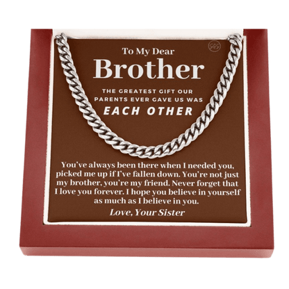 Brother Gift (From Sister) Cuban Link Chain | Sentimental Birthday Gift for Brother, Christmas Gift Necklace for Brother from Sister 914c