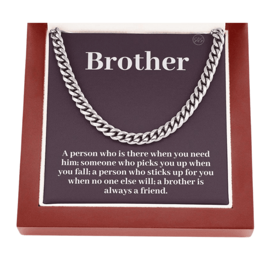 Brother Gift (From Sister) Cuban Link Chain | Sentimental Birthday Gift for Brother, Christmas Gift Necklace for Brother from Sister 914e