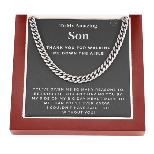 Son, Thank You for Walking Me Down the Aisle | Cuban Link Chain, Son of the Bride Gift, Will You Give Me Away Proposal From Mom