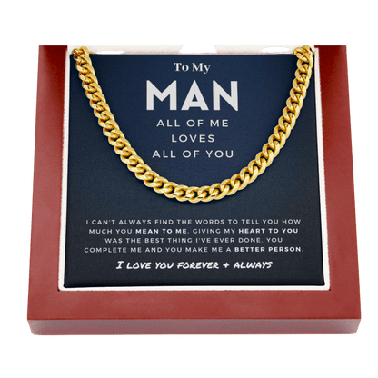 My Man - Better Person - Cuban Link Chain | Anniversary Gift for Husband, for Boyfriend, for Fiancé, Valentine's Day for Him 0128o