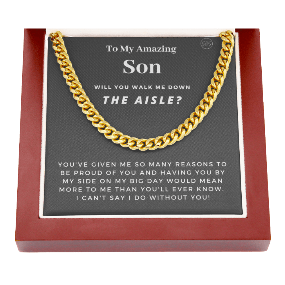 Son, Walk Down the Aisle Gift | Cuban Link Chain, Will You Give Me Away Proposal, Son of the Bride, Will You Walk Me Down the Aisle, Son?