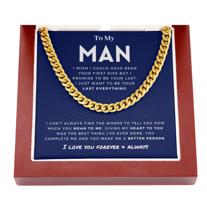 My Man - Better Person - Cuban Link Chain | Anniversary Gift for Husband, for Boyfriend, for Fiancé, Valentine's Day for Him 0128b