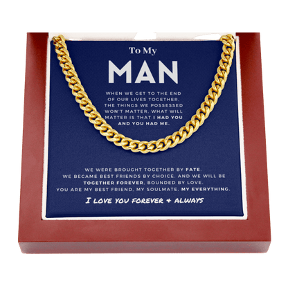 My Man - Better Person - Cuban Link Chain | Anniversary Gift for Husband, for Boyfriend, for Fiancé, Valentine's Day for Him 0128e