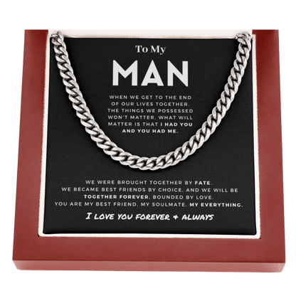 My Man - Better Person - Cuban Link Chain | Anniversary Gift for Husband, for Boyfriend, for Fiancé, Valentine's Day for Him 0128d