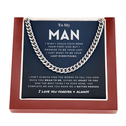 My Man - Better Person - Cuban Link Chain | Anniversary Gift for Husband, for Boyfriend, for Fiancé, Valentine's Day for Him 0128c