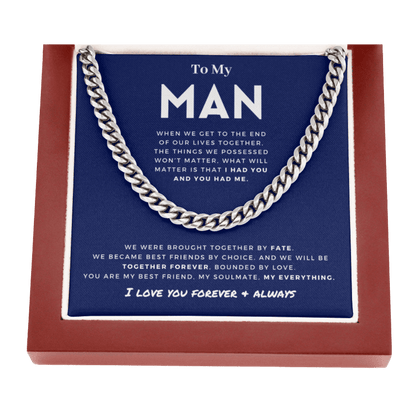 My Man - Better Person - Cuban Link Chain | Anniversary Gift for Husband, for Boyfriend, for Fiancé, Valentine's Day for Him 0128e