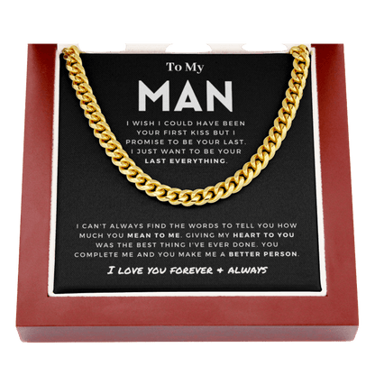 My Man - Better Person - Cuban Link Chain | Anniversary Gift for Husband, for Boyfriend, for Fiancé, Valentine's Day for Him 0128aa