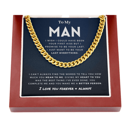 My Man - Better Person - Cuban Link Chain | Anniversary Gift for Husband, for Boyfriend, for Fiancé, Valentine's Day for Him 0128c