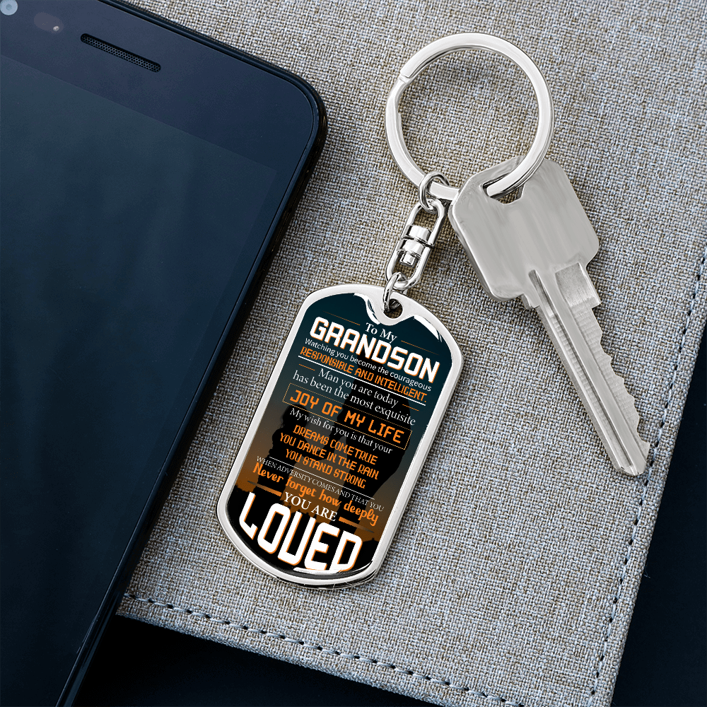 grandson fiverr dog tag keychain
