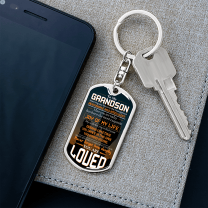 grandson fiverr dog tag keychain