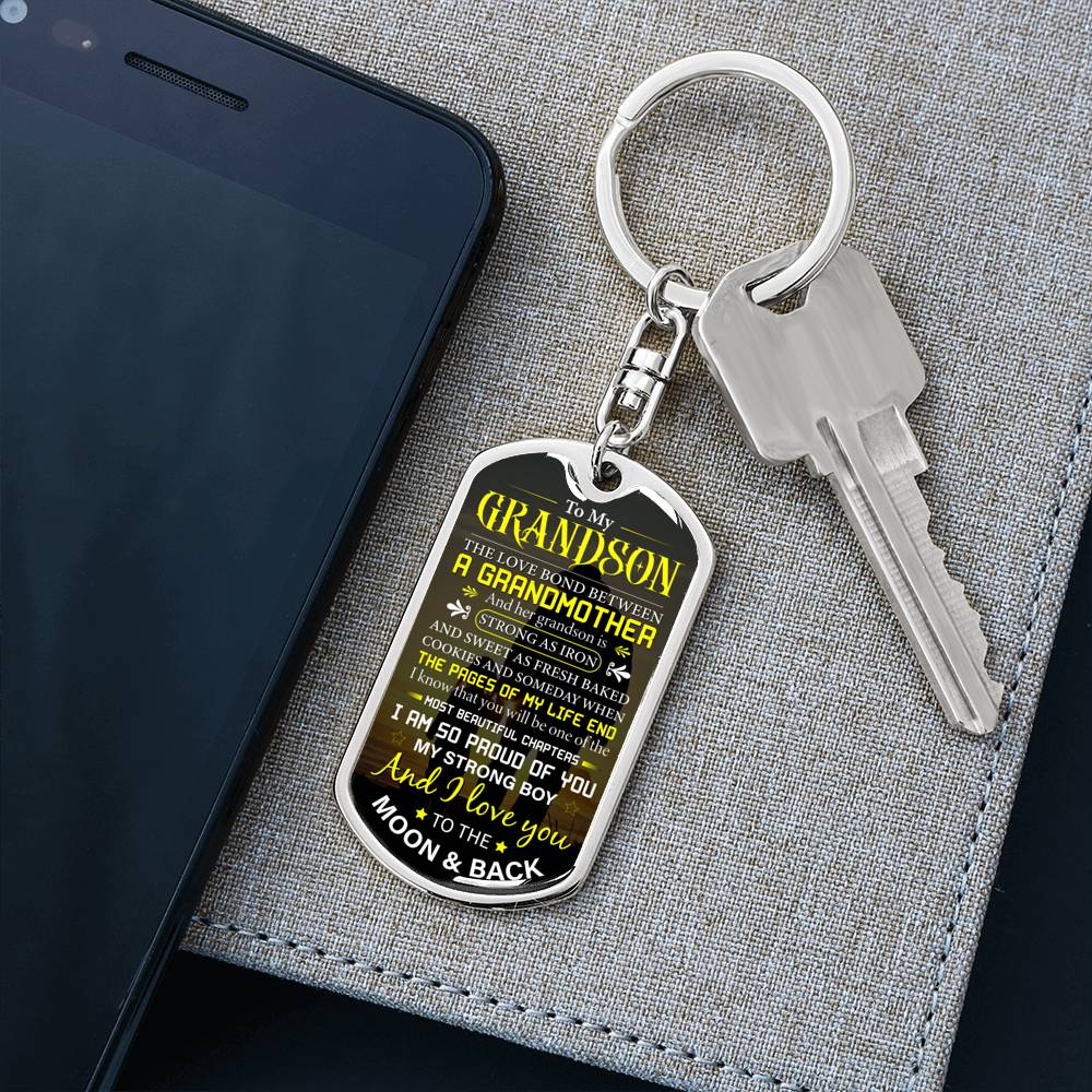 grandson strong as iron keychain