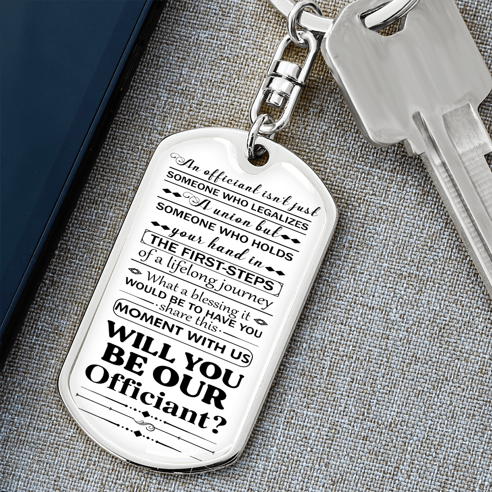 Will you be our officiant 051122 dog tag keychain