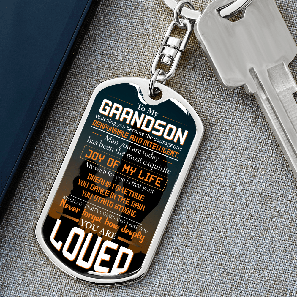 grandson fiverr dog tag keychain