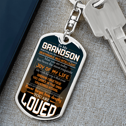 grandson fiverr dog tag keychain