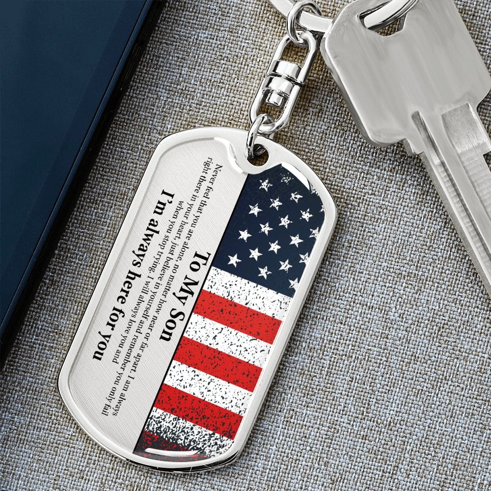 Son Gift | American Flag Dog Tag Keychain