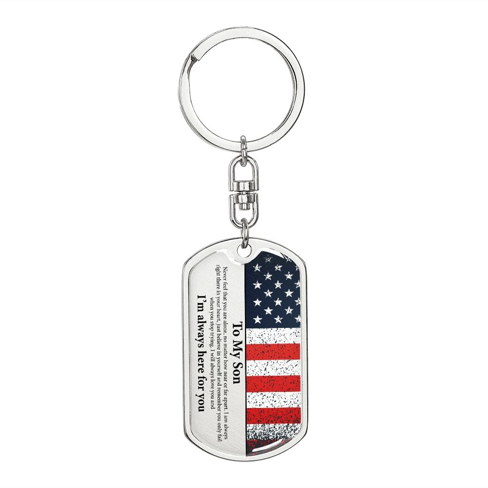 Son Gift | American Flag Dog Tag Keychain