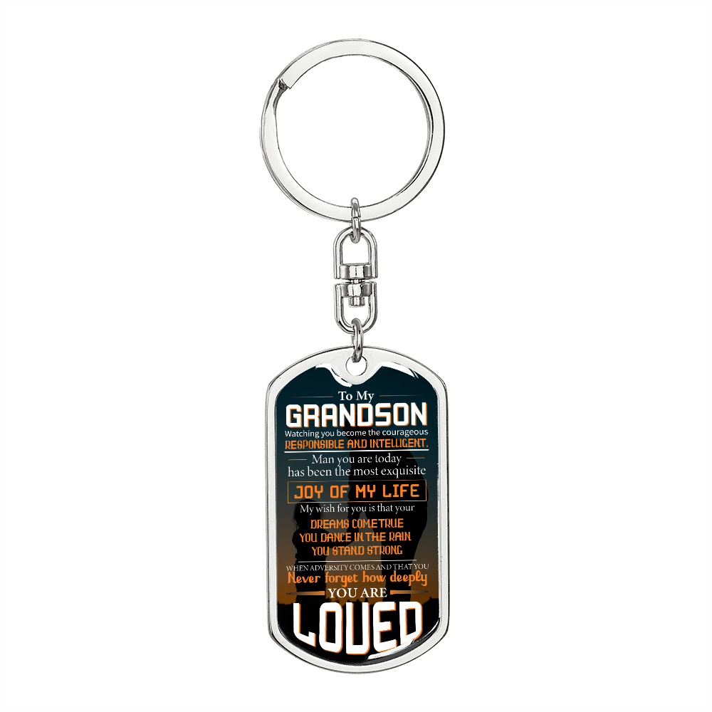 grandson fiverr dog tag keychain