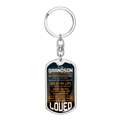 grandson fiverr dog tag keychain