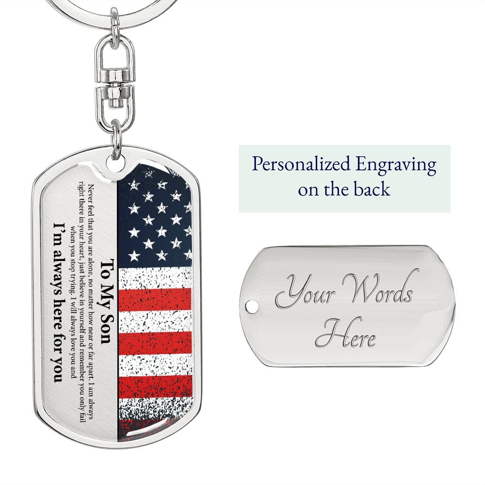 Son Gift | American Flag Dog Tag Keychain