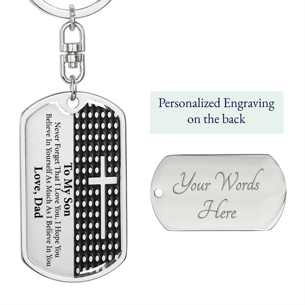 Son Gift (Love, Dad) Dog Tag Keychain