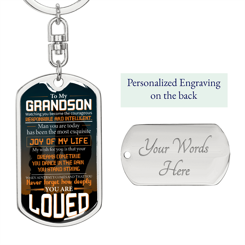 grandson fiverr dog tag keychain