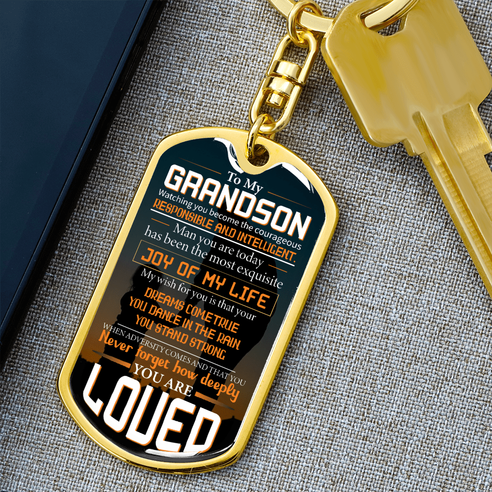 grandson fiverr dog tag keychain