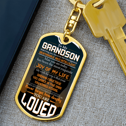grandson fiverr dog tag keychain