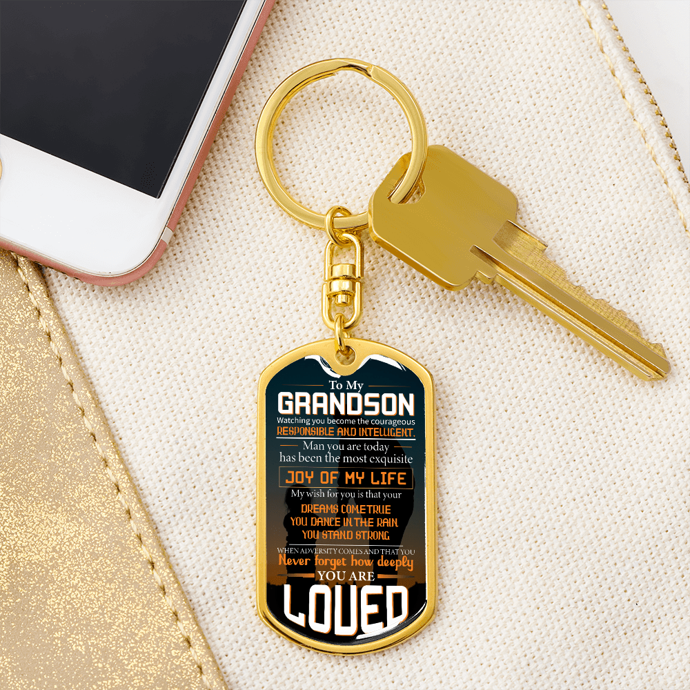 grandson fiverr dog tag keychain