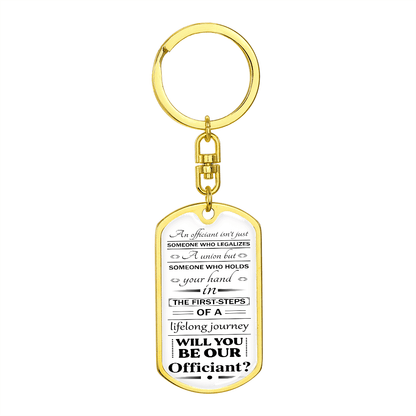 will you be our officiantb 051122 dog tag keychain