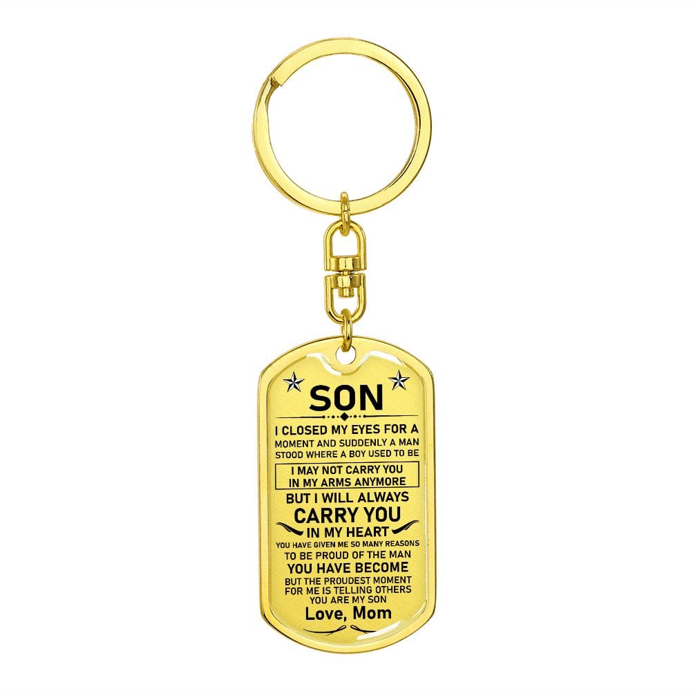 Son Gift (From Mom) | Dog Tag Keychain