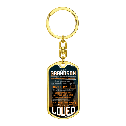 grandson fiverr dog tag keychain