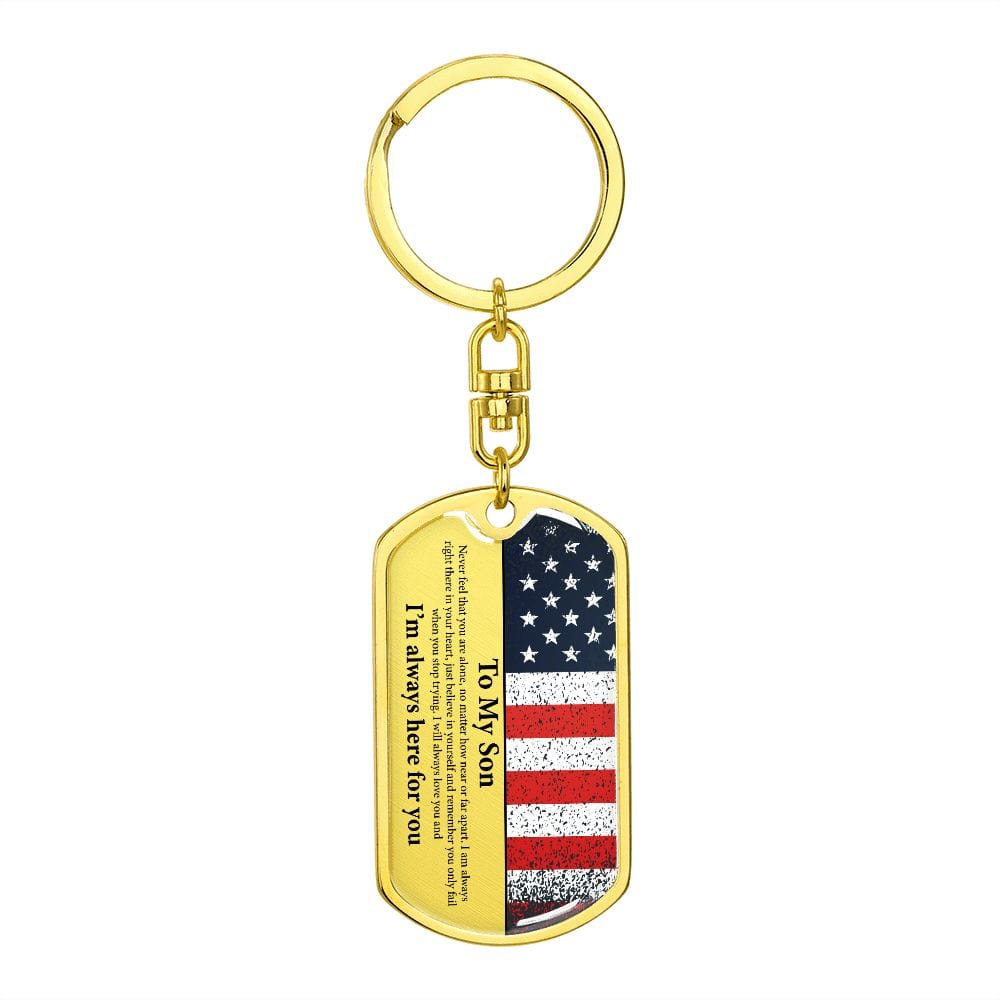 Son Gift | American Flag Dog Tag Keychain
