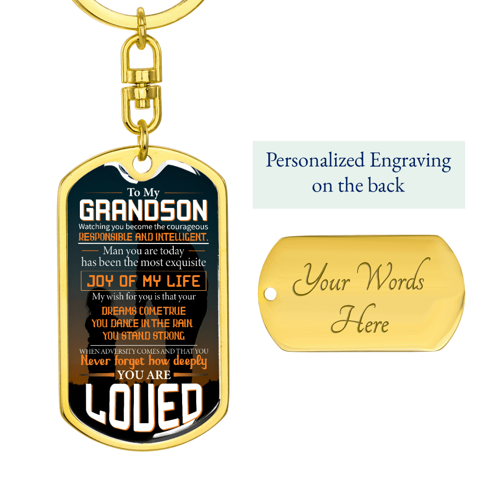 grandson fiverr dog tag keychain