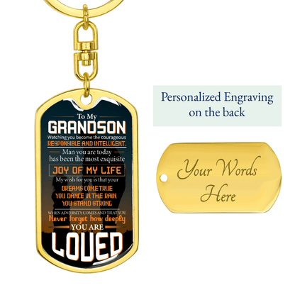 grandson fiverr dog tag keychain