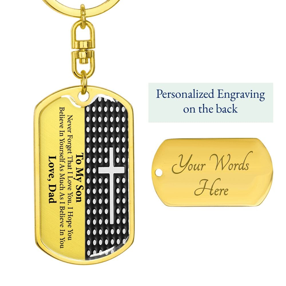 Son Gift (Love, Dad) Dog Tag Keychain