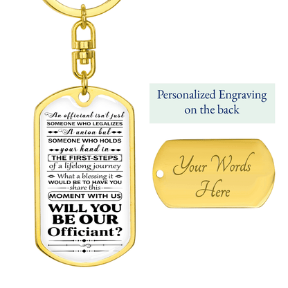 Will you be our officiant 051122 dog tag keychain